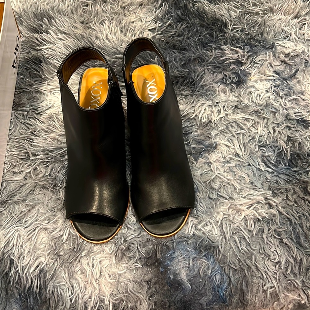 XOXO brand open toe boots